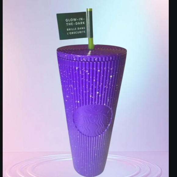 "Easter"New Starbucks 2024 Glow-In-The-Dark Purple Cold Tumbler 24oz Straw Bling - Picture 11 of 13